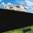 UPGRADE Privacy Fence Screen 170 GSM 90% Visibility Blockage 6'X50' Black Outdoor Commercial Wind Screen Mesh Panels Shade Cover for Chain Link,Deck,Balcony,Backyard with Zip Ties,Customized,A072