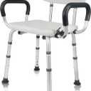 Shower Chair Seat with Arms and Back, Padded Handicap Shower Chair for Inside Shower, Adjustable Heavy Duty Shower Bench for Adults, Elderly and Disabled, Tool (Upgrade Shower Chair) (One Size)
