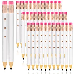 Ireer Bridal Shower Pencils Half Golf Pencils with Erasers Pre Sharpened 4 Inch 2 HB Mini Hexagon Wedding Pens for Bridal Shower Favors Office (White,36 Pieces)