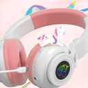 Unicorn Kids' Bluetooth Headphones,Foldable Wireless Headphones for Children with Cable and Microphone Earphones Volume Control,Unicorn-Inspired Gift Design for Birthday Gift & Christmas (white)