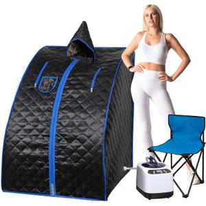 Portable Steam Sauna, Half Size Portable Sauna for Home, Sauna Tent Sauna Box with 3.0L Steamer, Remote Control, Folding Chair, 9 Levels