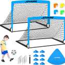 Kids Soccer Goals for Backyard Set, Portable Toddler Soccer Goal 2 of 4x3 ft, 6x4 ft, 7x5 ft, Soccer Training Equipment, Pop Up Soccer Net Kit with Size 4 Soccer Ball, Youth Games, Outdoor Sports Play