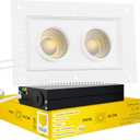 4 inch Trimless 2 Head Multiple Gimbal Downlight Luminaire, White Finish, LED Recessed Light Fixtures Dimmable 28W=225W, 2200 Lumens CRI 90+, 5CCT Selectable 2700K|3000K|3500K|4100K|5000K