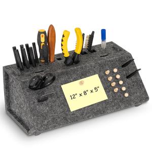 DOLLAR BOSS 3D Printer Tools Storage Box, Desktop Detachable Organizer for 3D Printing Accessories Grey Felt, 12" x 8" x 5"