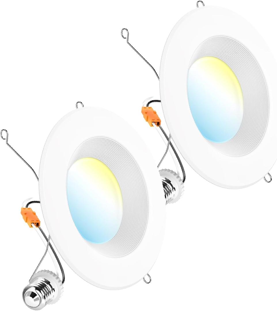 Sunco Recessed Lighting 6 Inch, Retrofit Can Lights, 965LM, 13W (75W Equivalent), Selectable CCT 2700K/3000K/3500K/4000K/5000K, Dimmable, Baffle Trim, Damp Rated UL, 2 Pack