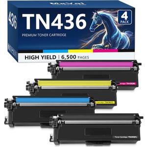 TN436 Toner Cartridge Set 6,500 Pages Super High Yield Replacement for Brother TN 436 TN-436 TN433 TN431 MFC-L8900CDW MFC-L8610CDW HL-L8360CDW Printer Toner (TN436BK TN436C TN436M TN436Y, 4-Pack)