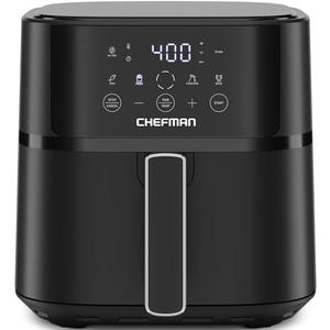 Chefman Air Fryer – 6 QT Compact Airfryer for Quick & Easy Meals in Minutes, Features Hi-Fry Technology for Extra Crisp, Touchscreen Controls with 4 Presets, Nonstick & Dishwasher Safe Basket - Black