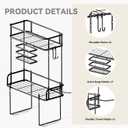 Bathroom Organizers, Upgrade Punch-Free Toliet Storage Shelf, Multifunctional Bathroom Storage Rack with 2 Removable Hooks & Paper Holder, Wall Mounted Shelf