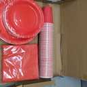 250Pcs Red Paper Plates and Napkins Party Supplies Include 9’’Disposable Red Party Plate, 7’’Dessert Plates Cups Napkins Forks Sets for Birthdays, Weddings, Graduations, Valentines, Serves 50, 50SET