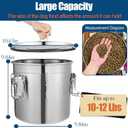 304 Stainless Steel Dog Food Storage Containers with Airtight Lid and Locking Clamp, Fits up to 12Lbs, Large Pet Food Storage Container Metal Pet Food Bin for Dogs, Cats & Birds Seed, Keep Fresh