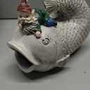 Gnome Fish Sculpture, Garden Animal Statue & Outdoor Decor, Eco-Friendly Resin Gutter Diverter Rain, Decorative Gutter Extension Downspout, Splash Block, Perfect for 3"x4" Downspouts