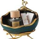 ELEGANTZ Decorative Ceramic Bowl with Gold Reindeer Luxury Vanity Tray & Jewelry Holder Modern Catchall Dish for Keys, Rings, Accessories Elegant Counter Decor for Entryway, Dresser, or Bathroom
