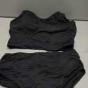 Women Two Piece Tankini Swimsuits - Crop Swim Top with High Waisted Bottom Tummy Control Bathing Suits Swimwear (Medium, Black)