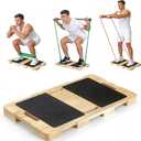 Wood Resistance Band Platform Base, Fitness Exercise Board Footplate for Home Gym Workout