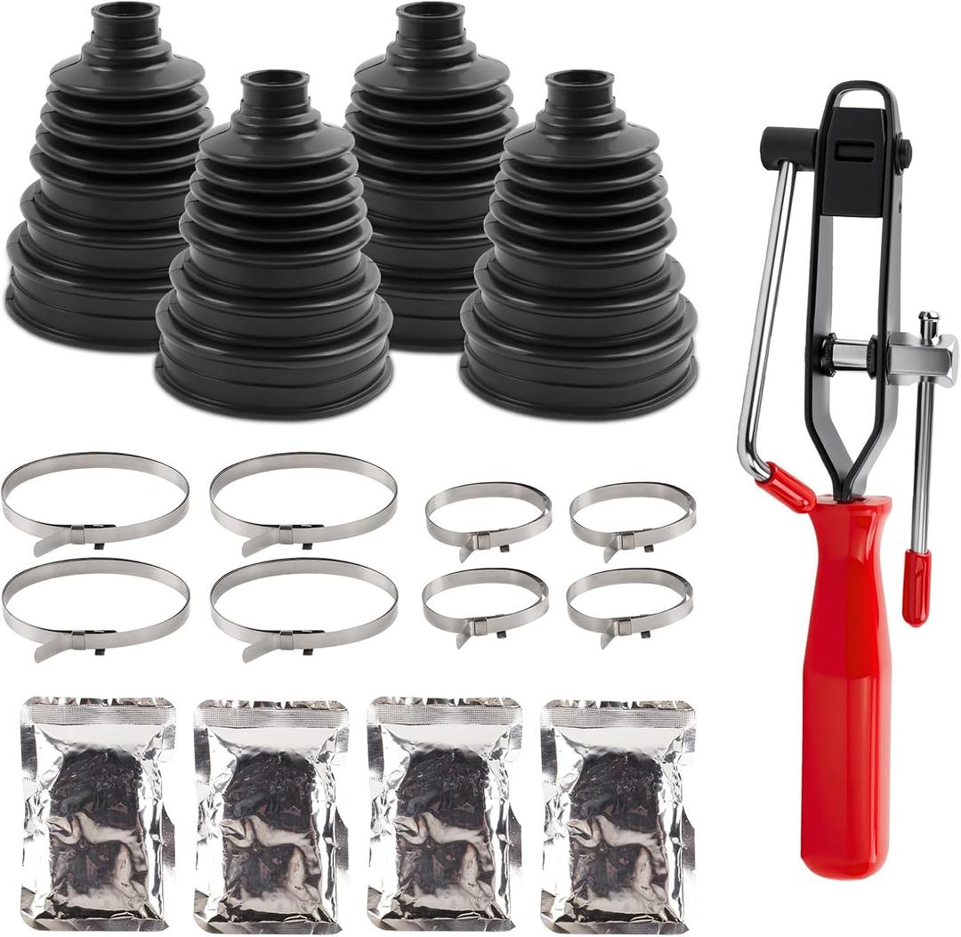New Upgrade 4PCS Universal CV Axle Boot Repair Kit, Fits 26mm-34mm Shafts, 4.92" (125mm) Height, Premium Silicone, Seals Out Dirt & Moisture, Includes Pliers & Stainless Steel Clamps, For Cars/Trucks