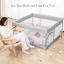 Foldable Baby Playpen 50"50", Out-of-the-Box Ready Playpen for Babies and Toddlers, Portable Play Yard with Breathable Mesh & ASTM F406 Certified(Light Grey)