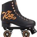 Rio Roller Rose Roller Skates - Unisex Indoor/Outdoor Quad Roller Skates - UK 7 (U.S. Ladies 9) - Black/Rose Gold