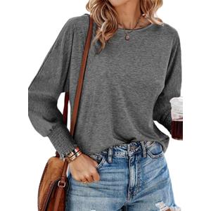 Dokotoo Womens Fashion Women's T-Shirts Long Sleeve Crop Tops Trendy Tshirts Long Sleeve Tops Summer Fall 2025 Fashion (Gray, S)