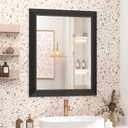 SMIROR Matte Black Bathroom Mirror for Over Sink 24x 28 inch, Metal Thick Frame Rectangle Vanity Mirror for Wall, Anti-Rust, Horizontally or Vertically Mounted