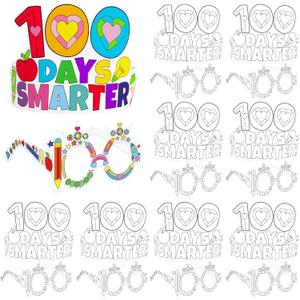 Fancy Land 100th Day of School Decoration Kits 100 Days of School Decorate Crowns and Glasses Coloring Paper Crowns and Glasses for Kids Students School Parties Classroom Handicraft Activities 36 Sets