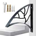 Yahpetes Hand Rails 1-2 Steps Porch Handrails Wrought Iron Handrail Grab Rail Single Post Railing 18.1"X16.1" Black Stair Railing Bracket Metal Art Wall Mount Rail for Outdoor Step