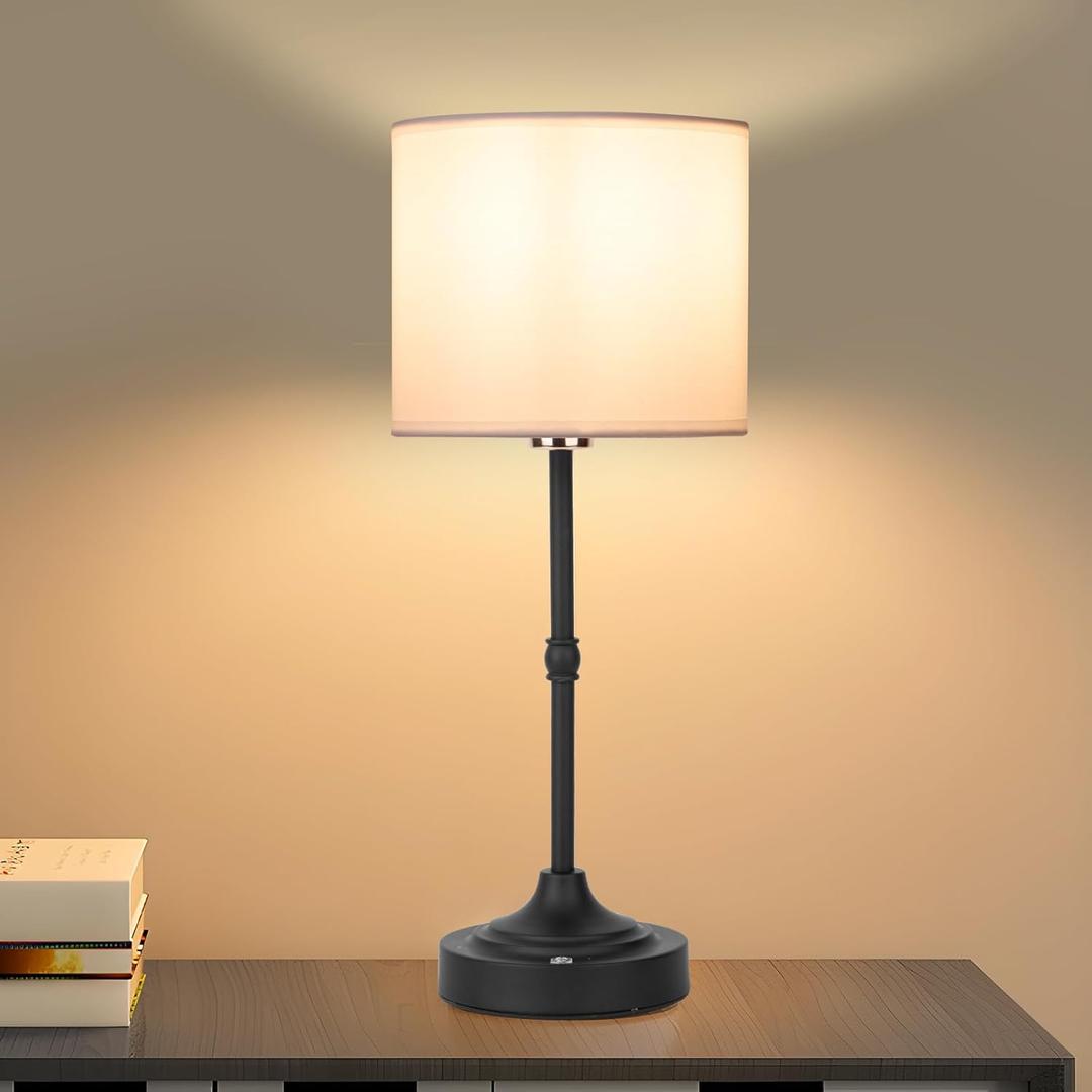 Portable Cordless Table Lamp,Built-in 5200mAH Rechargeable Battery, Dimmable Touch Wireless Light, Bed Side Metal Desk LampRestaurant/Bedroom/Bar/Coffee/Night Light (Blcak)