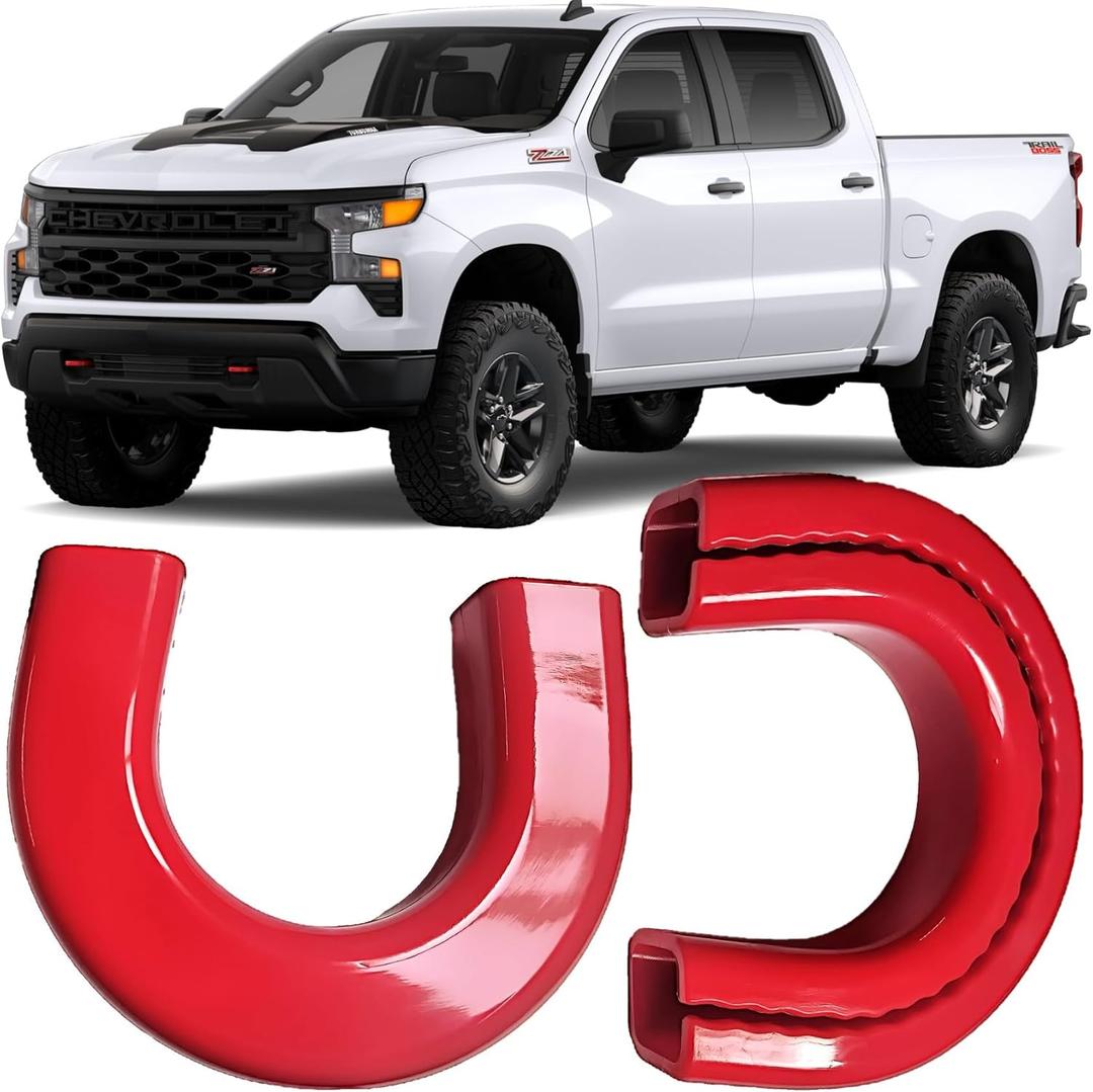 (Extended Version) Tow Hook Covers for Silverado 1500 2007-2026 and GMC Sierra 1500 2007-2019, Front Hitch Cover Compatible with Silverado 1500 Accessories, Not fit Verticle Tow Hooks (Red)