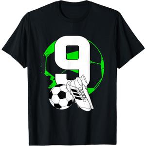 9th Birthday Boy Soccer Player Football 9 Years Old T-Shirt