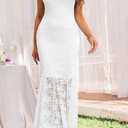 MITILLY Formal 2026 Summer Wedding Guest Dress for Women One Shoulder Bodycon Mesh Cocktail Maxi Dresses (White, M)