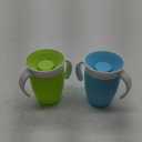Munchkin Sippy Cup for 6 Month Old and Up, Spill Proof Miracle 360 Toddler Cups with Transition Handles, 7 Ounce, 2 Pack, Blue/Green