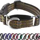 Hikiko Martingale Dog Collars Reflective Nylon Dog Collar with Quick Release Buckle Adjustable Training No Slip Dog Collar (Medium, Brown)