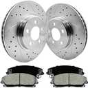 ALADICHE 320mm Front Replacement Brake Rotors Kit for 2006-2023 Dodge Charger, 2009-2022 Challenger Drilled Slotted Brake Rotors & Ceramic Brake Pads (53022 D1056)