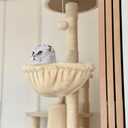 UXIETIN Beige Cat Hammock, Extra Large (12.4"), Cozy Hammock with Deep Basket, Attachment Design for Cat Tower