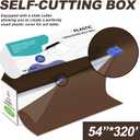 54IN X 320FT Plastic Table Cover Roll with Cutter Box, Cut to Size Plastic Table Cloths for Parties, Birthday, Disposable Tablecloth Roll for All Shape Tables (Brown, 54 Inch X 320 Feet)