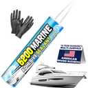 5200 Marine Sealant for Boats & RVs-Fast-Cure (30 Mins), Waterproof, UV-Resistant, High-Bond Adhesive Sealant for Hulls, Decks, Fiberglass, Wood & Metal-Eco-Friendly, Low Odor, with Gloves&Nozzle (1)