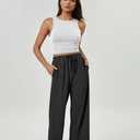 keriffe Women's Wide Leg Casual Palazzo Pants High Waist Summer Flowy Beach Pants Dress Trousers with Pocekts (Black, XL)