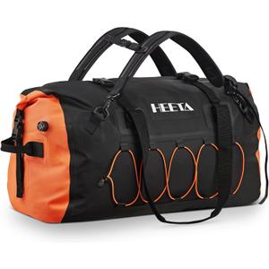 HEETA Waterproof Duffel Bag Motorcycle Dry Bag Backpack, 60L/80L Extra Large Rolltop Travel Duffle Bags with Straps & Handles for Kayaking Rafting Boating Canoeing Camping Gym Beach Cruise Ship (Black)
