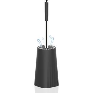 SetSail Toilet Brush, Compact Size Toilet Bowl Brush and Holder Toilet Brushes for Bathroom with Stainless Steel Handle Toilet Cleaner Brush with Durable Scrubbing Bristles, Splash-Proof (1 pack, Black)