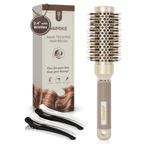 AIMIKE Round Brush for Blow Out, Small Round Hair Brush Nano Thermal Ceramic & Ionic Tech, for Blow Drying & Styling, Curling and Shine  2.4 inch Barrel w/Boar Bristles