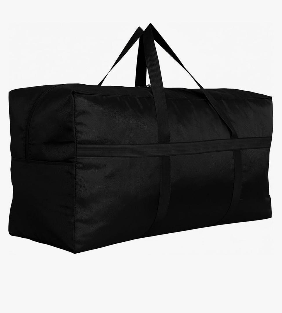 Extra Large Storage Duffle Bag with Zippers and Handles, Big Foldable Duffle Bag for Travel, X-Large - 38"(L) X 11.8"(W) X 23"(H), Black
