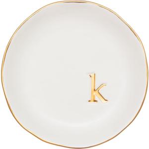 COLLECTIVE HOME - Ceramic Jewelry Tray, Decorative Trinket Dish for Rings Earrings Necklaces Bracelet Watch Keys, Birthday Mother's Day Christmas Gift for Women, 4.75", White Surface (K)