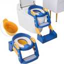 3 in 1 Toddler Potty Training Seat Chair with Ladder and Basin for Boys and Girls, Adjustable Kids Potty Training Seat for Toilet with Anti-Slip Wide Steps and Safety Handles (Blue)