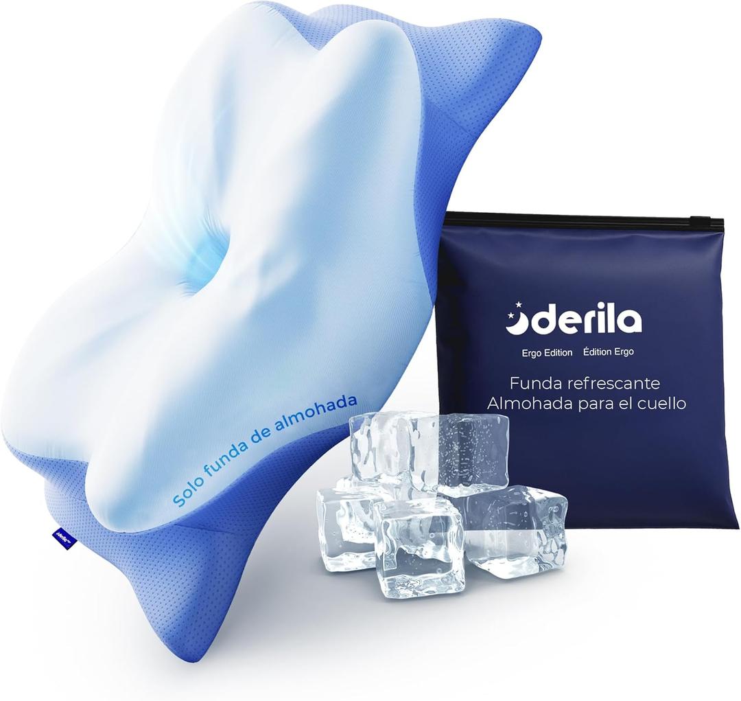 Derila Ergo Pillowcase Cervical Neck Pillow for Sleeping Pillow Case Contour Memory Foam Pillows for Back, Side Sleeper (Pillowcase - 21.25 x 14.17 x 4.72 in) Pillow Case only