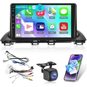 [8 Core Qualcomm 4+64G] for Mazda 3 Axela 2014-2019 Car Radio with Wireless Carplay and Android Auto - 9 Inch 1280 * 720 IPS Touchscreen Android Car Stereo - DSP/GPS/WiFi/SWC + AHD Backup Camera