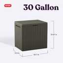 Keter City 30 Gallon Resin Outdoor Storage Box and Patio Furniture Side Table for Pool and Garden Accessories, Taupe
