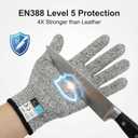 2 x Level 5 Cut Resistant GlovesTouch-Screen Compatible Cut Resistant Gloves Food Grade For Oyster Shucking, Meat Cutting, Mandoline Slicer, Knife Handling, Wood Carving (Grey, XL)