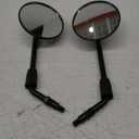 10mm Motorcycle Black and White Round Handlebar Rear View Side Mirrors, Compatible with Kawasaki Honda Suzuki Street Bike Cruiser Chopper