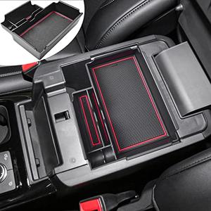 EDBETOS Center Console Organizer Tray Compatible with Ford Explorer Accessories 2020 2021 2022 2023 2024 2025 2026 Interior Secondary Armrest Storage Glove Box Divider Insert ABS Material, Red Trim