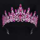 COCIDE Hot Pink Crowns for Women Tiaras for Womens Costume Decorations Hair Accessories Royal Crystal Headbands Cosplay Queen Birthday Pageant Bride Headpieces