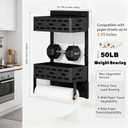 2-in-1 Magnetic Spice Rack & Paper Towel Holder for Fridge - 4 Hooks Kitchen Space Saver, Black Fridge Magnet Organizer